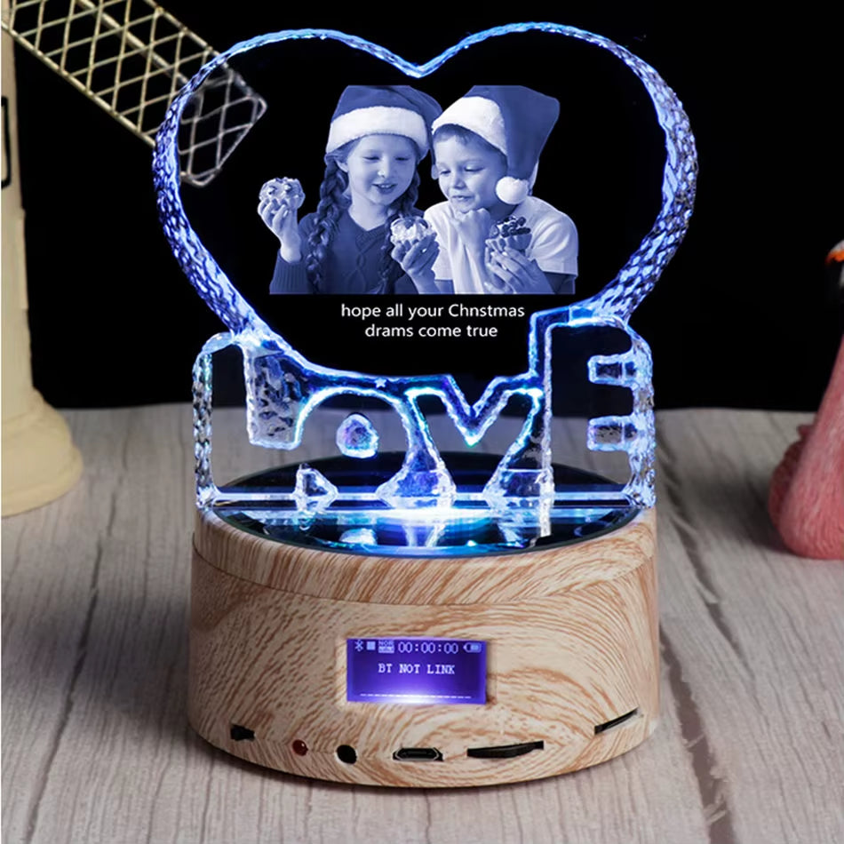 Rgb Lamp Love Crystal Custom 3D Laser Etched Photo Frame Engrave Crystal Glass Wedding Birthday Gift for Mom and Wife Lover