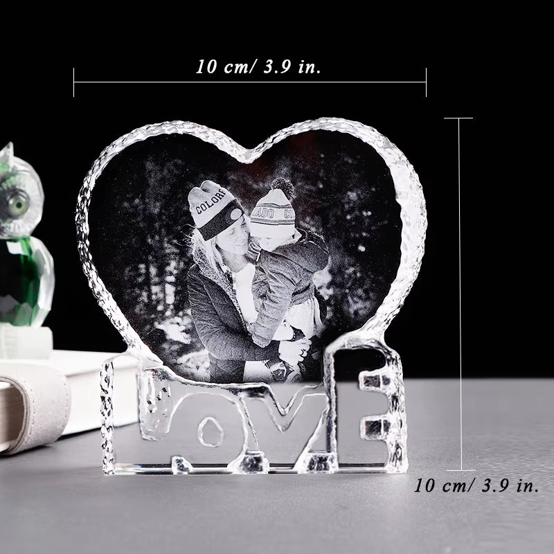 Rgb Lamp Love Crystal Custom 3D Laser Etched Photo Frame Engrave Crystal Glass Wedding Birthday Gift for Mom and Wife Lover