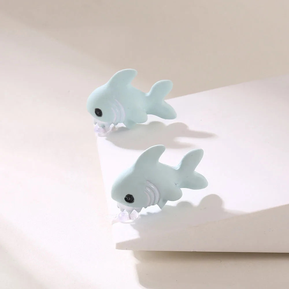 2Pcs/1Pair Animal Cartoon Stud Earring for Women Cute Dinosaur Little Dog Whale Clay Bite Ear Jewelry Funny Gifts Fashion