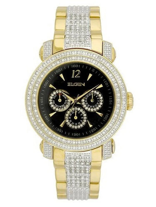 Adult Male Gents 3-Subdial Double Layer Watch Gold-Tone (FG507S)