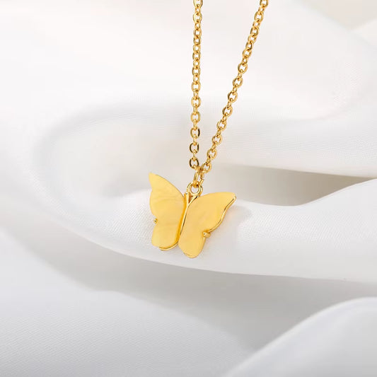 Cute Butterfly Necklaces for Women Acrylic Color Clavicle Choker Necklaces 2021 Fashion Boho Jewelry Collares Bijoux Femme