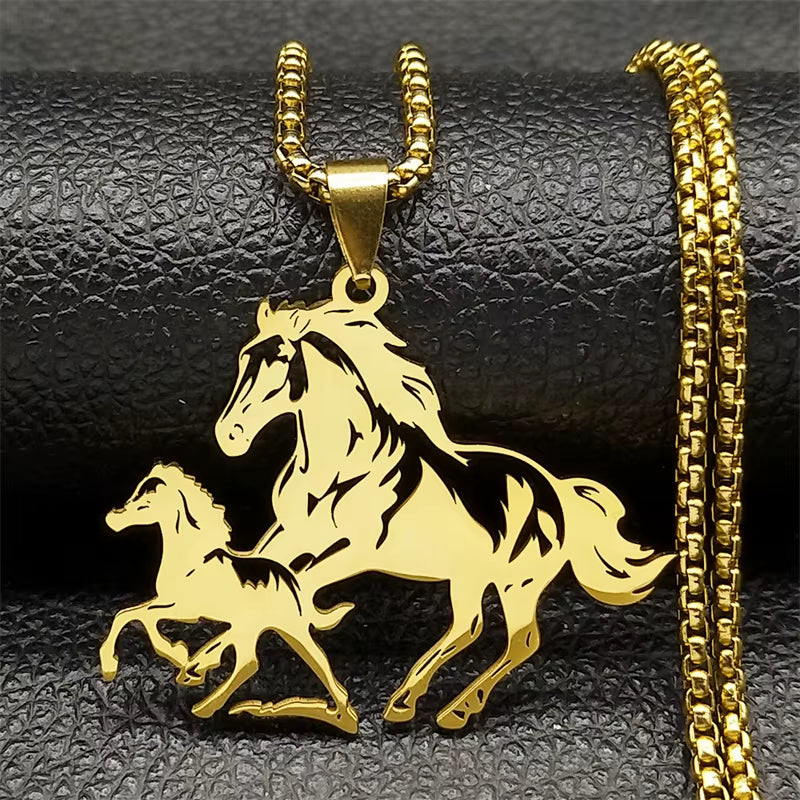 Horse Head Pendant Necklace for Women/Men Stainless Steel Animal Accessories Chain Necklaces Gift Jewelry Colar Masculino N2026