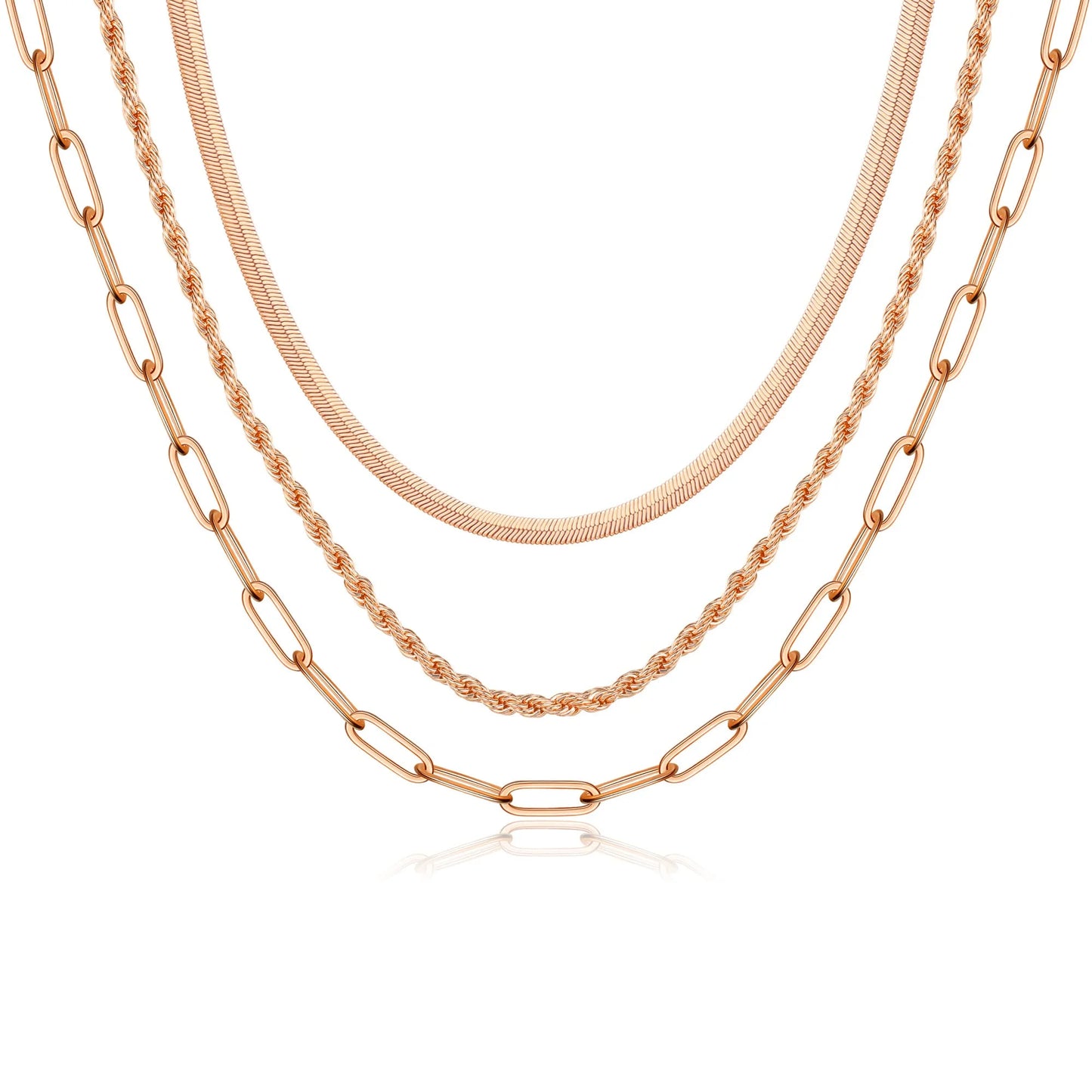 Layered Chain Necklaces for Women 14K Gold Plated Dainty Layered Choker Necklace Paperclip Cuban Herringbone Figaro Rope Box Chain Necklaces for Women Jewelry Gifts