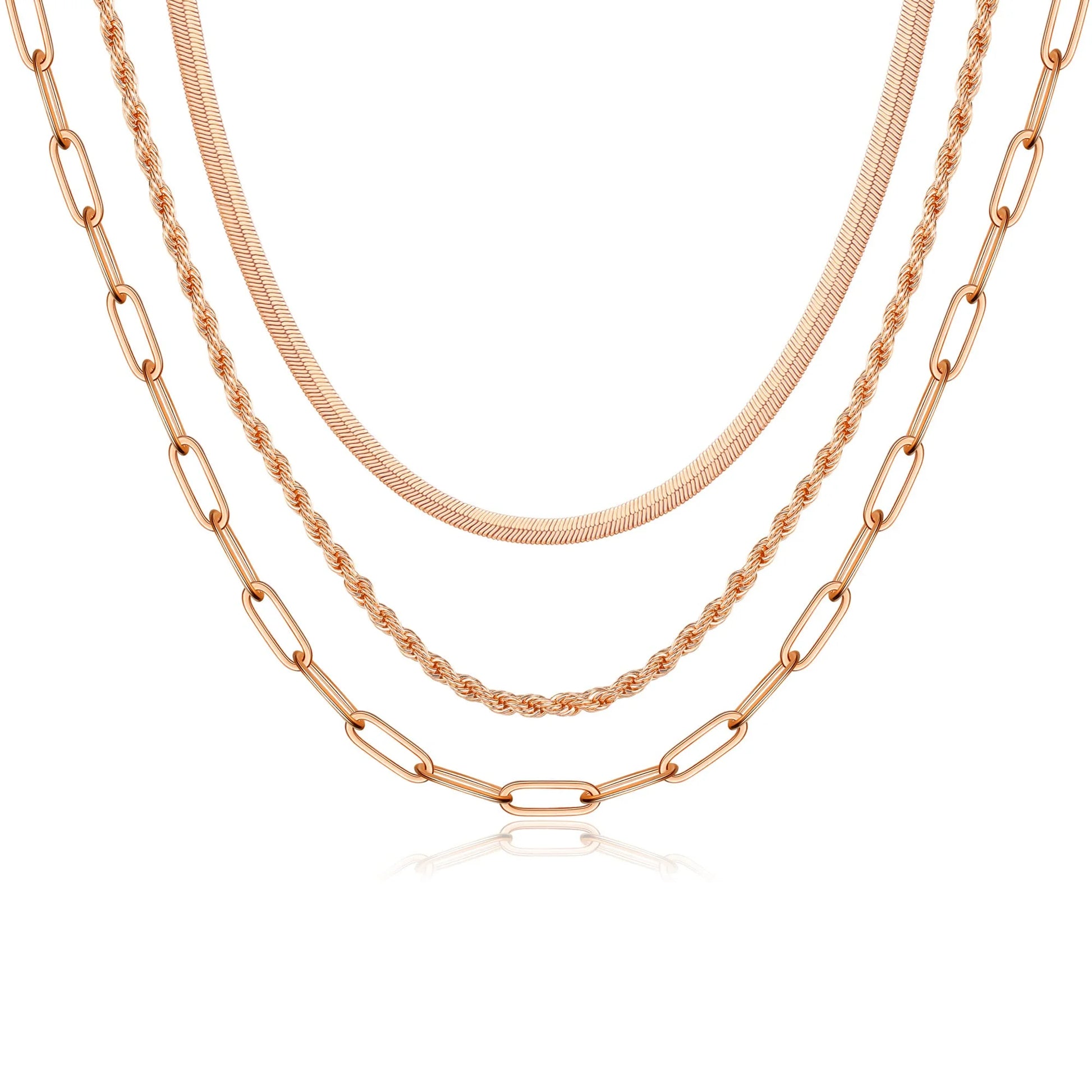 Layered Chain Necklaces for Women 14K Gold Plated Dainty Layered Choker Necklace Paperclip Cuban Herringbone Figaro Rope Box Chain Necklaces for Women Jewelry Gifts