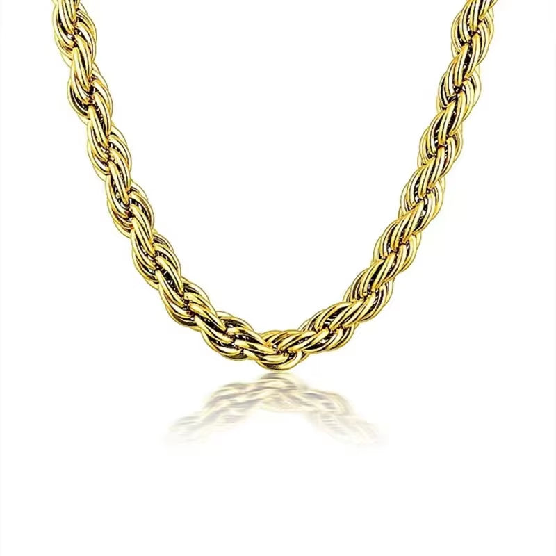 5Mm Stainless Steel Gothic Metal Twisted Rope Chain Necklaces Simple Men'S and Women'S Necklaces Jewelry Wholesale