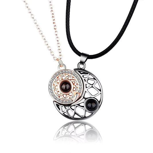 Korean Fashion Magnetic Couple Necklace for Lovers Gothic Punk Heart Pendant Necklace for Men Women Necklaces Party Gift Jewelry