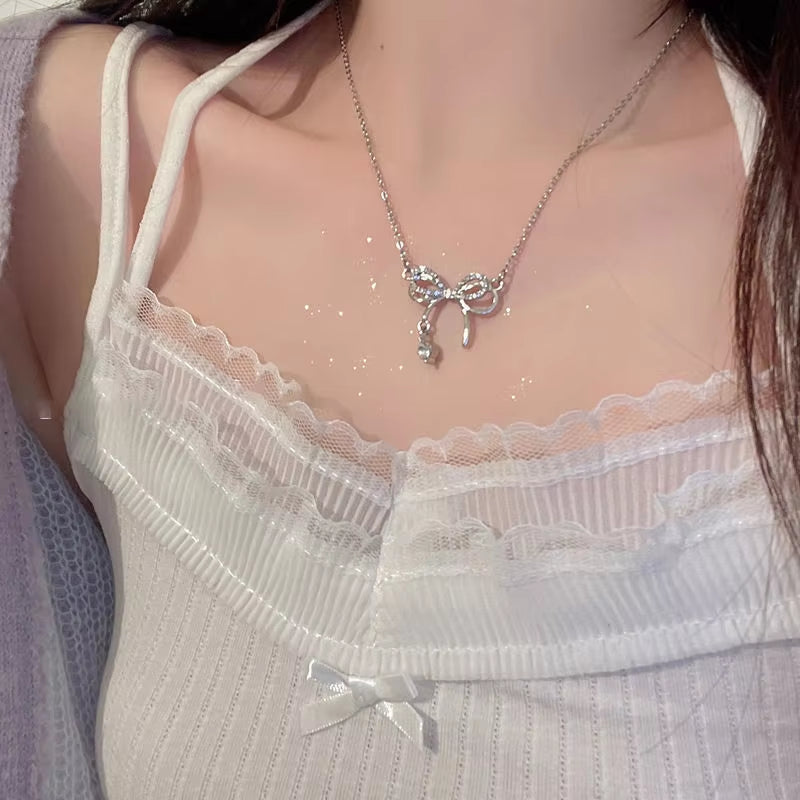 Elegant Heart Shaped Zircon Pendant Necklace Fashion Multilayer Magnetic Clasp Clavicle Chain for Women New Party Gift Jewelry